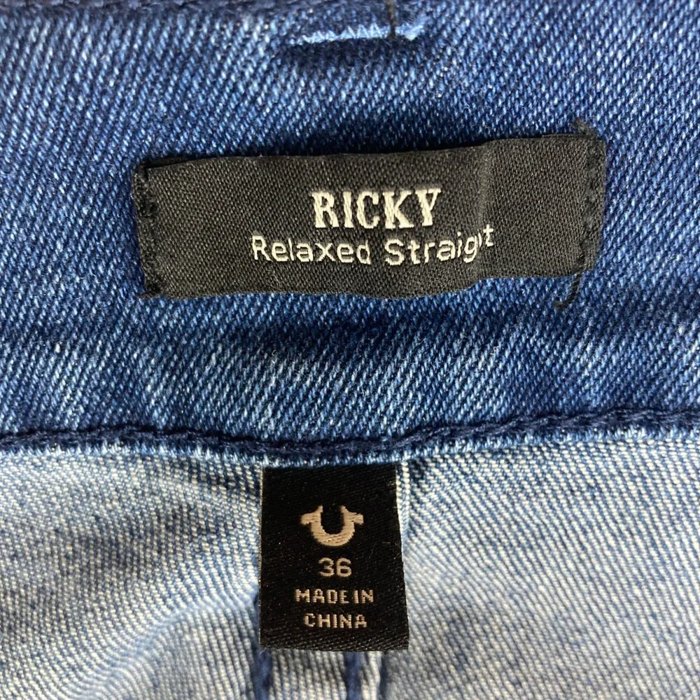 True Religion Men Ricky‎ Relaxed Straight Jeans Medium Harmonious Wash Size 36